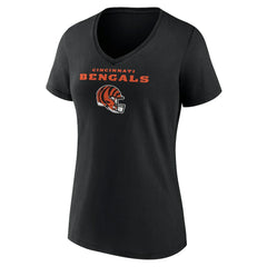 Cincinnati Bengals Women's Personalized Name & Number Team Wordmark V-Neck T-Shirt - Black - NFL