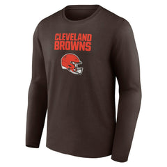 Cleveland Browns Personalized Name & Number Team Wordmark Long Sleeve T-Shirt - Brown - NFL