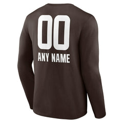 Cleveland Browns Personalized Name & Number Team Wordmark Long Sleeve T-Shirt - Brown - NFL