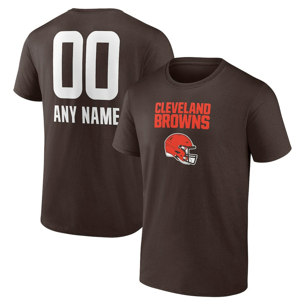 Cleveland Browns Personalized Name & Number Team Wordmark T-Shirt - Brown - NFL