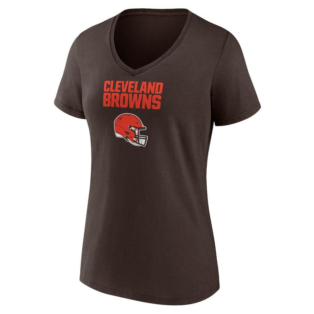 Cleveland Browns Women's Personalized Name & Number Team Wordmark V-Neck T-Shirt - Brown - NFL