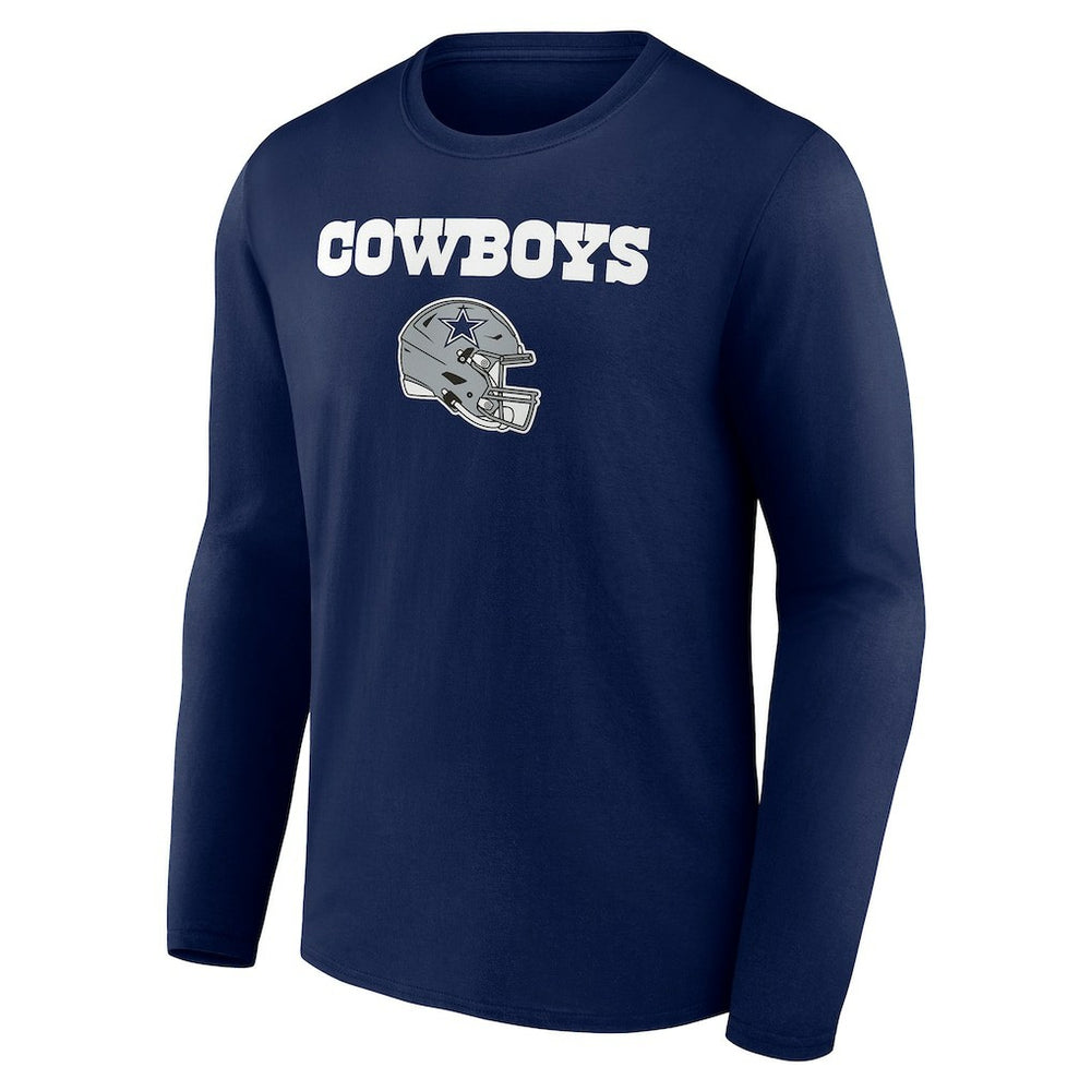 Dallas Cowboys Personalized Name & Number Team Wordmark Long Sleeve T-Shirt - Navy - NFL