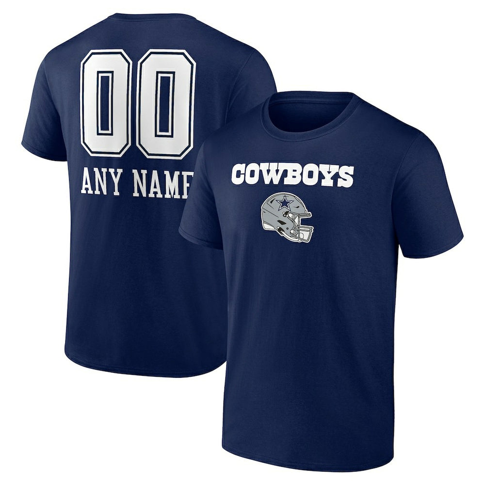 Dallas Cowboys Personalized Name & Number Team Wordmark T-Shirt - Navy - NFL