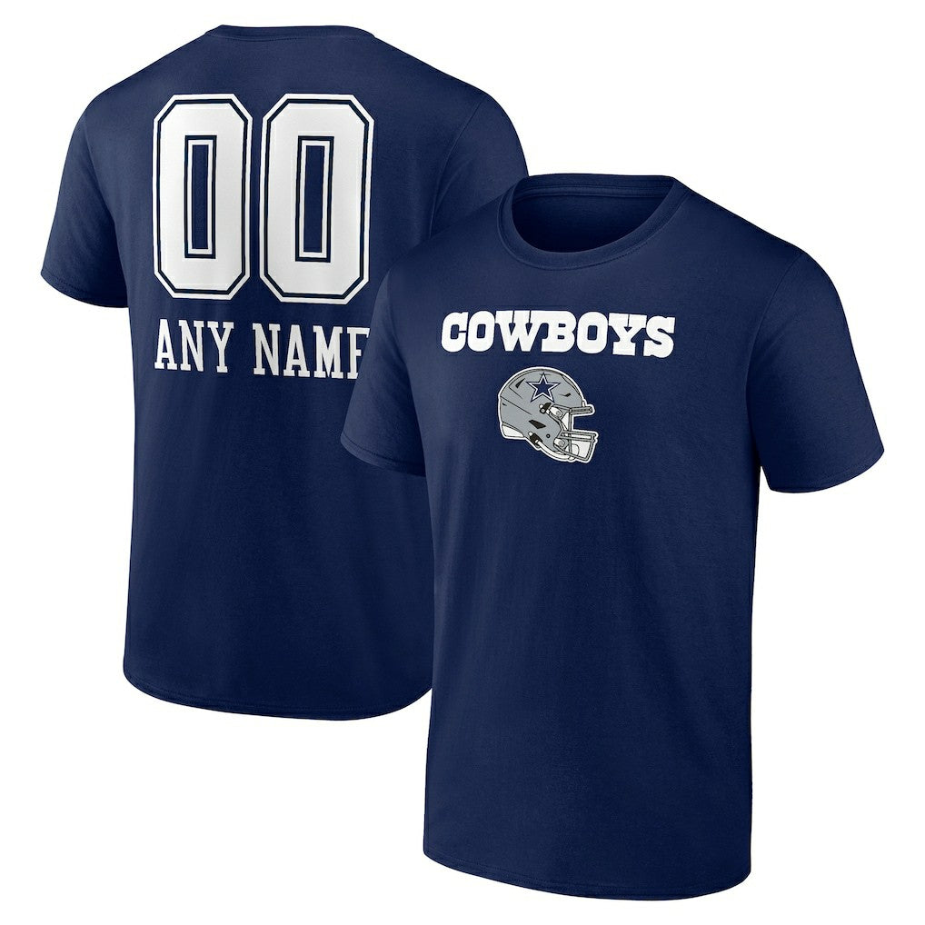 Dallas Cowboys Personalized Name & Number Team Wordmark T-Shirt - Navy - NFL