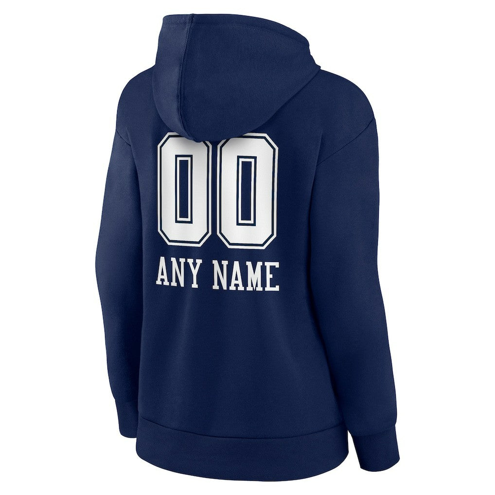 Dallas Cowboys Women's Personalized Name & Number Team Wordmark Pullover Hoodie - Navy - NFL
