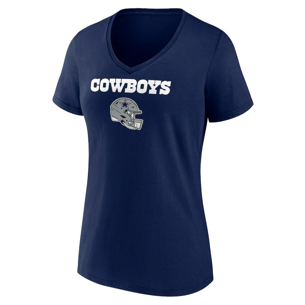 Dallas Cowboys Women's Personalized Name & Number Team Wordmark V-Neck T-Shirt - Navy - NFL