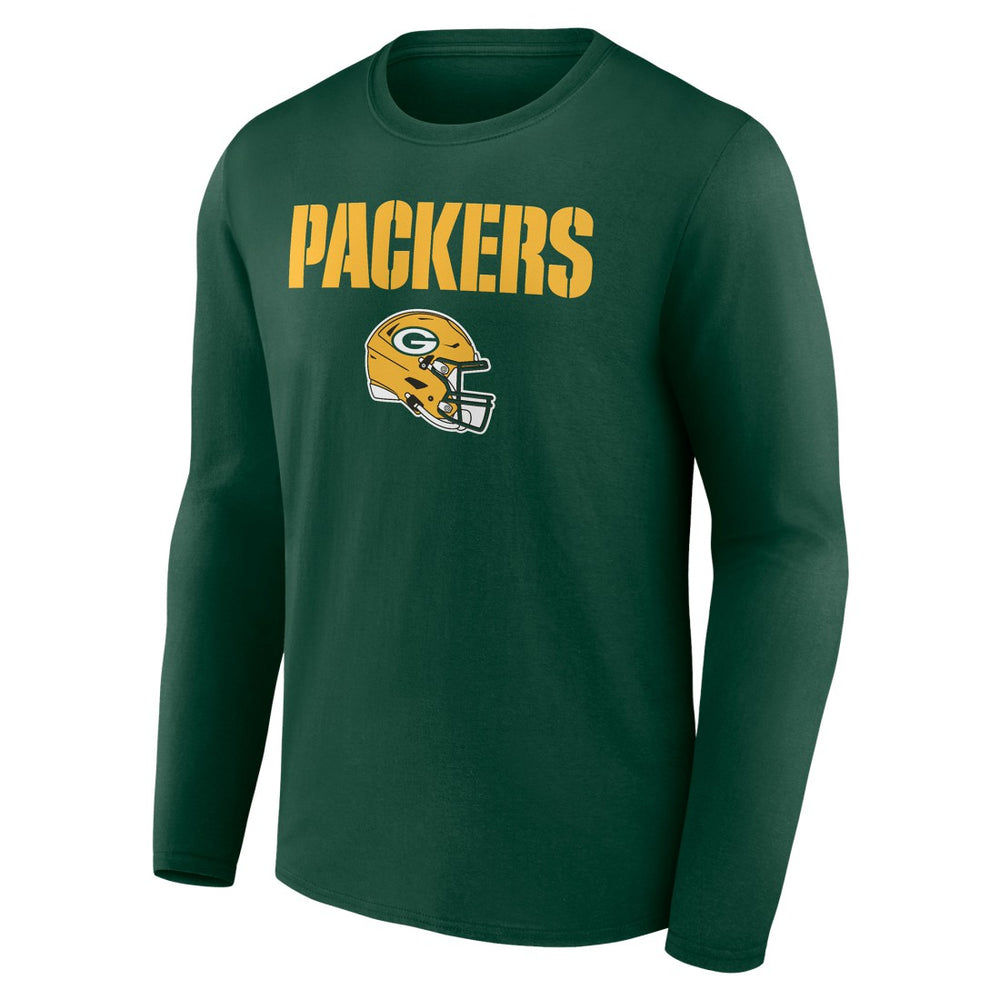 Green Bay Packers Personalized Name & Number Team Wordmark Long Sleeve T-Shirt - Green - NFL
