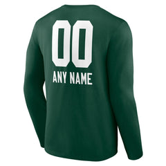 Green Bay Packers Personalized Name & Number Team Wordmark Long Sleeve T-Shirt - Green - NFL