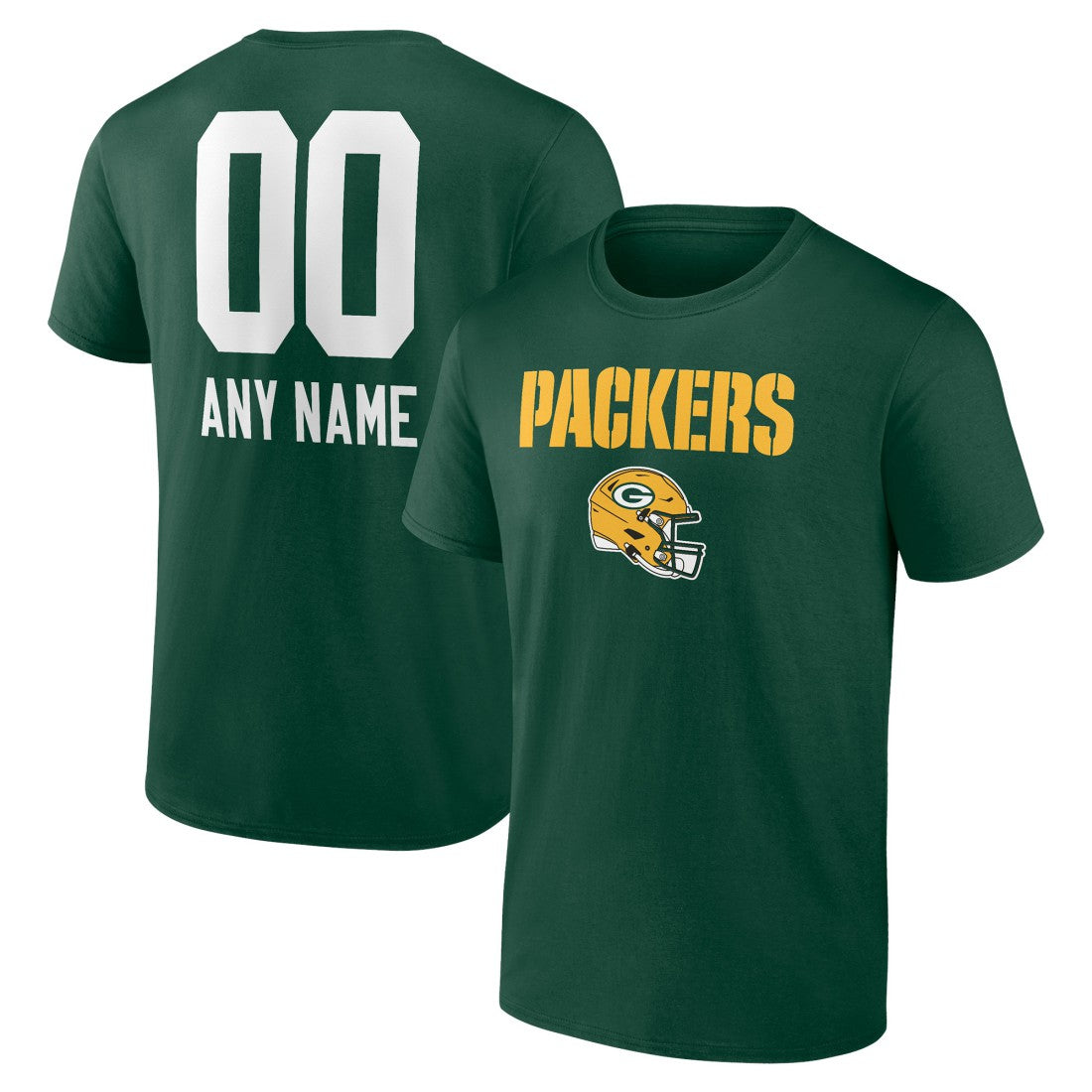 Green Bay Packers Personalized Name & Number Team Wordmark T-Shirt - Green - NFL