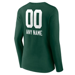 Green Bay Packers Women's Personalized Name & Number Team Wordmark Long Sleeve V-Neck T-Shirt - Green - NFL