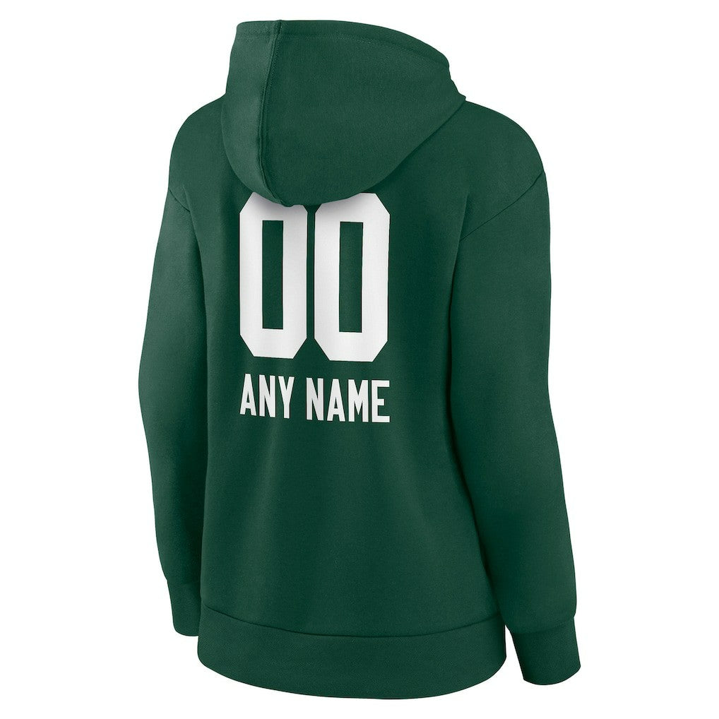 Green Bay Packers Women's Personalized Name & Number Team Wordmark Pullover Hoodie - Green - NFL