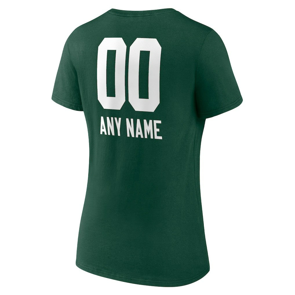 Green Bay Packers Women's Personalized Name & Number Team Wordmark V-Neck T-Shirt - Green - NFL