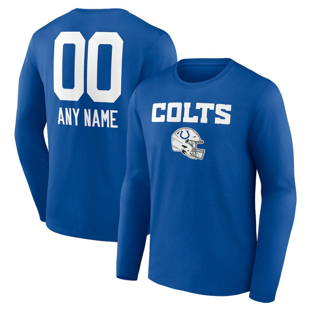 Indianapolis Colts Personalized Name & Number Team Wordmark Long Sleeve T-Shirt - Royal - NFL