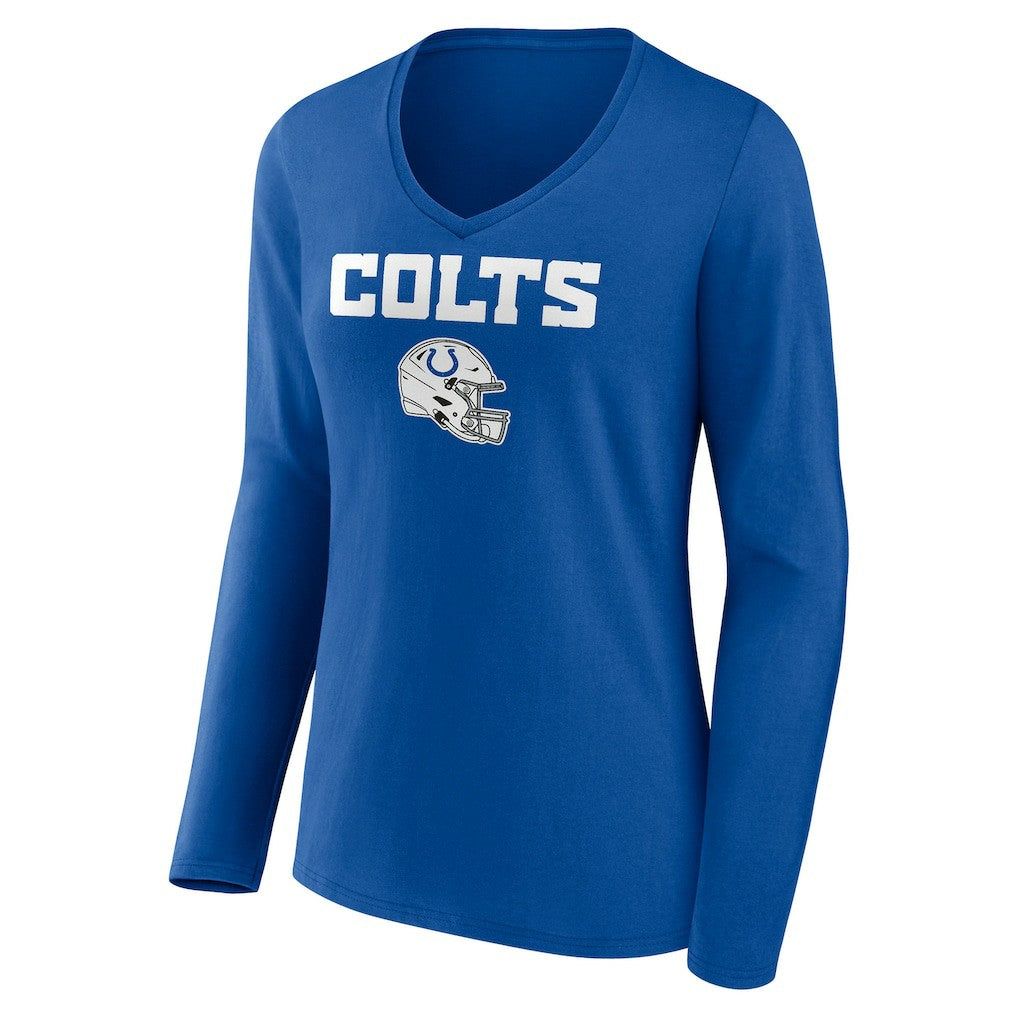 Indianapolis Colts Women's Personalized Name & Number Team Wordmark Long Sleeve V-Neck T-Shirt - Royal - NFL