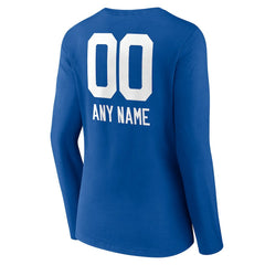 Indianapolis Colts Women's Personalized Name & Number Team Wordmark Long Sleeve V-Neck T-Shirt - Royal - NFL