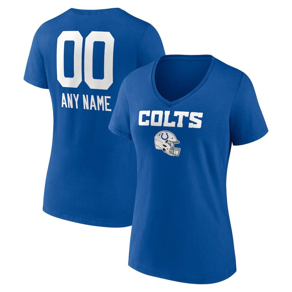Indianapolis Colts Women's Personalized Name & Number Team Wordmark V-Neck T-Shirt - Royal - NFL