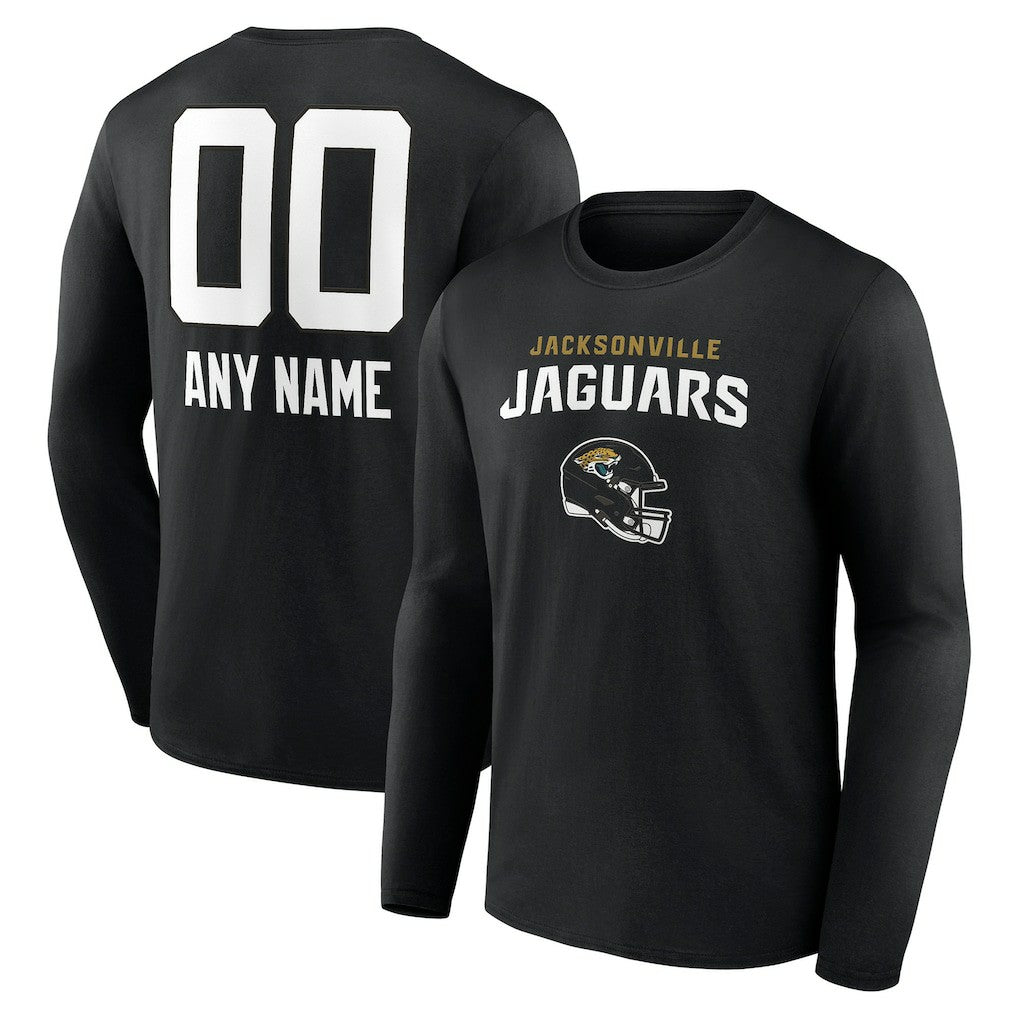 Jacksonville Jaguars Personalized Name & Number Team Wordmark Long Sleeve T-Shirt - Black - NFL