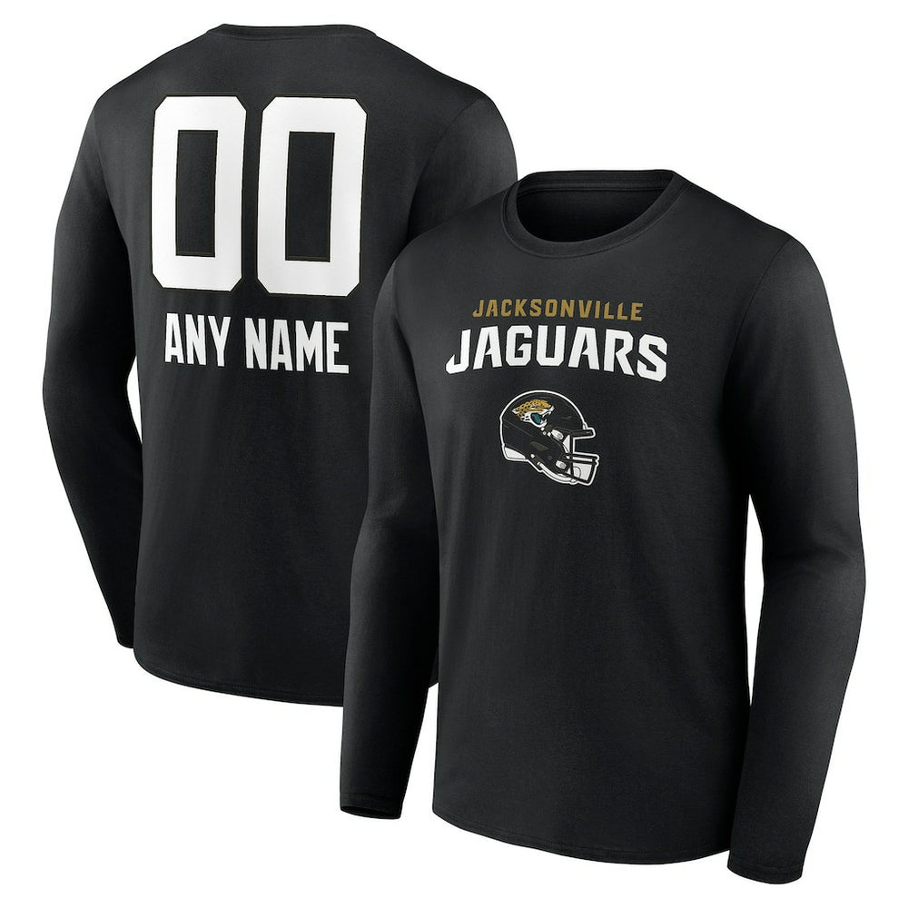 Jacksonville Jaguars Personalized Name & Number Team Wordmark Long Sleeve T-Shirt - Black - NFL