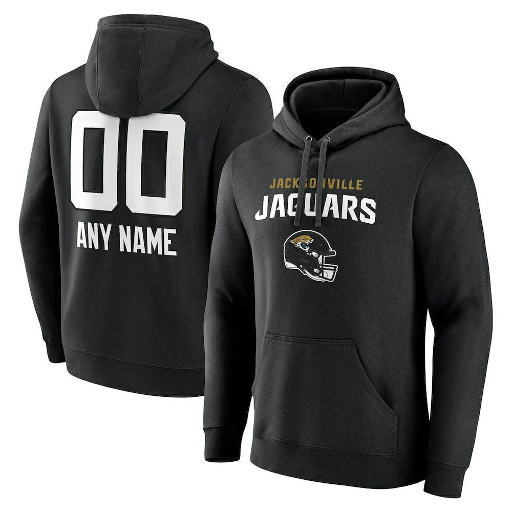 Jacksonville Jaguars Personalized Name & Number Team Wordmark Pullover Hoodie - Black - NFL