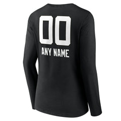 Jacksonville Jaguars Women's Personalized Name & Number Team Wordmark Long Sleeve V-Neck T-Shirt - Black - NFL