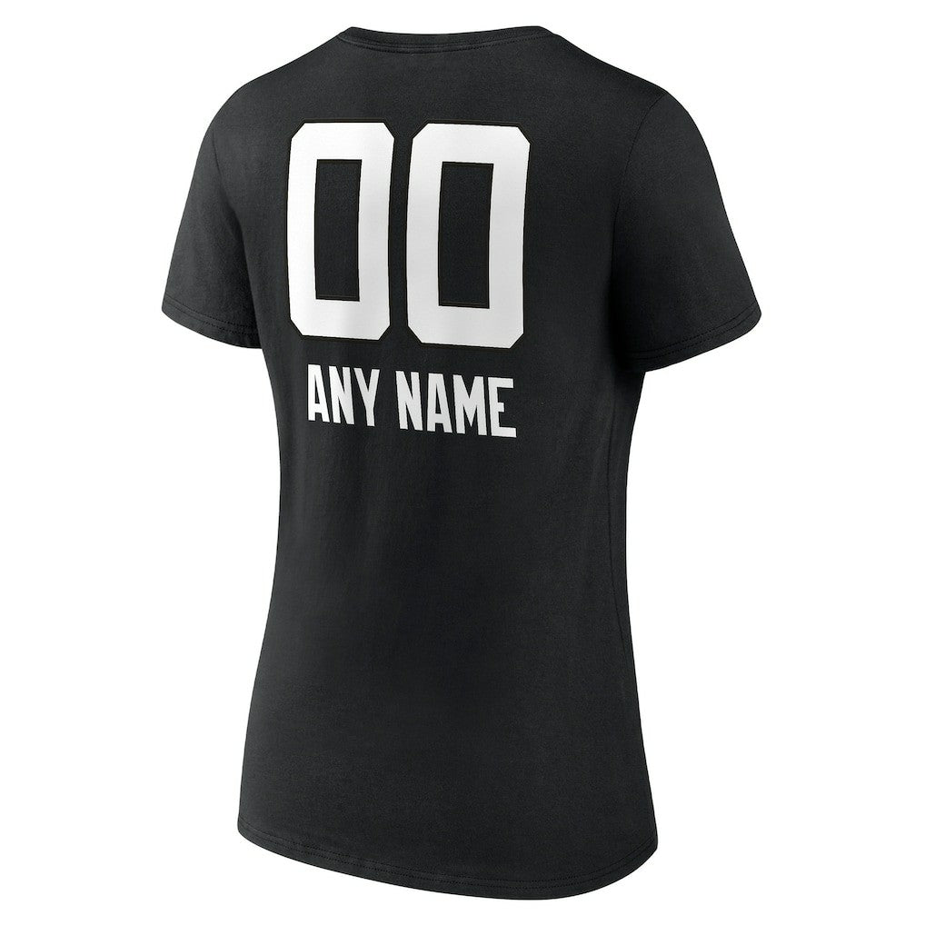Jacksonville Jaguars Women's Personalized Name & Number Team Wordmark V-Neck T-Shirt - Black - NFL