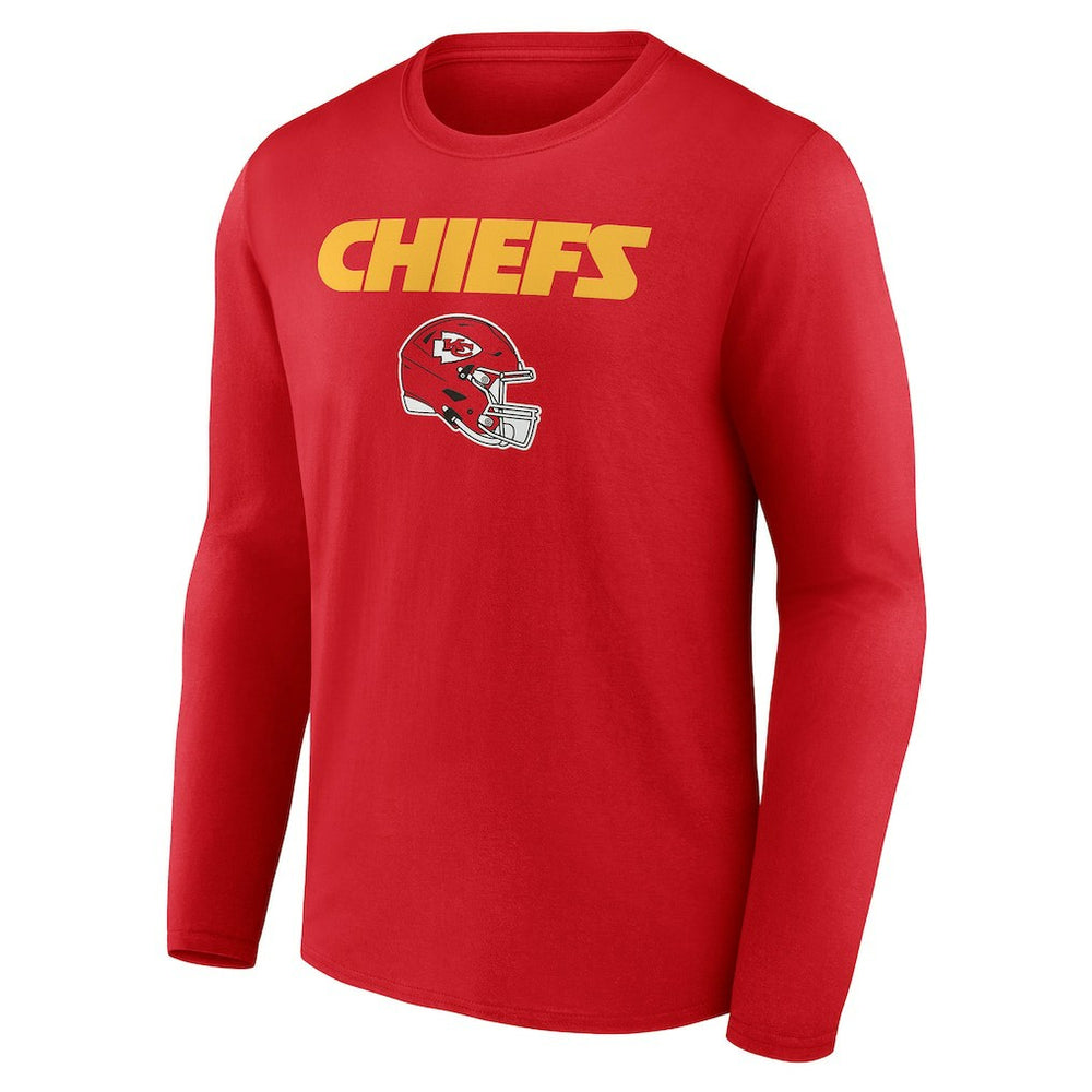 Kansas City Chiefs Personalized Name & Number Team Wordmark Long Sleeve T-Shirt - Red - NFL