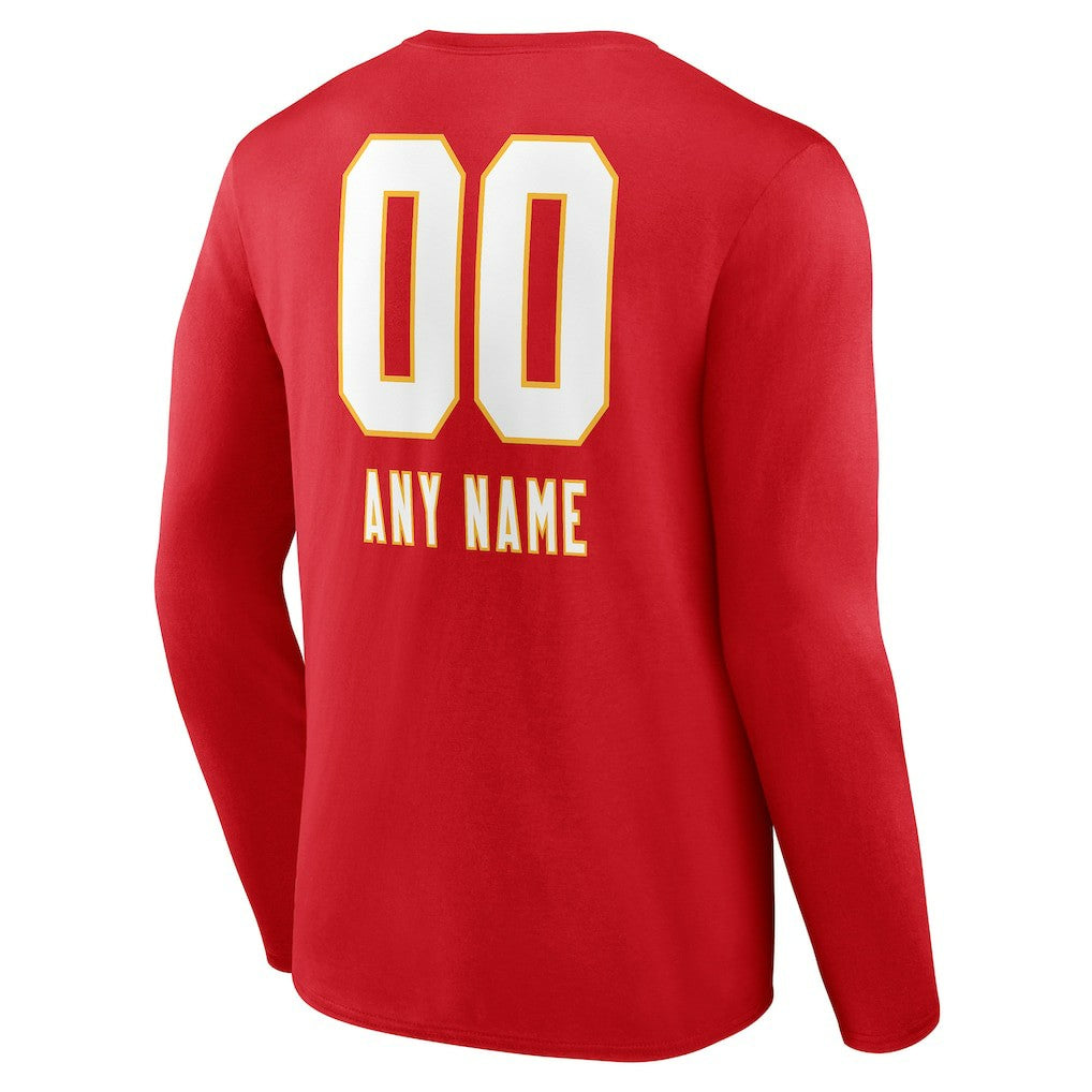 Kansas City Chiefs Personalized Name & Number Team Wordmark Long Sleeve T-Shirt - Red - NFL