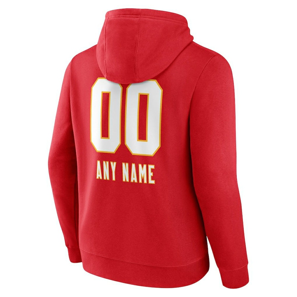 Kansas City Chiefs Personalized Name & Number Team Wordmark Pullover Hoodie - Red - NFL