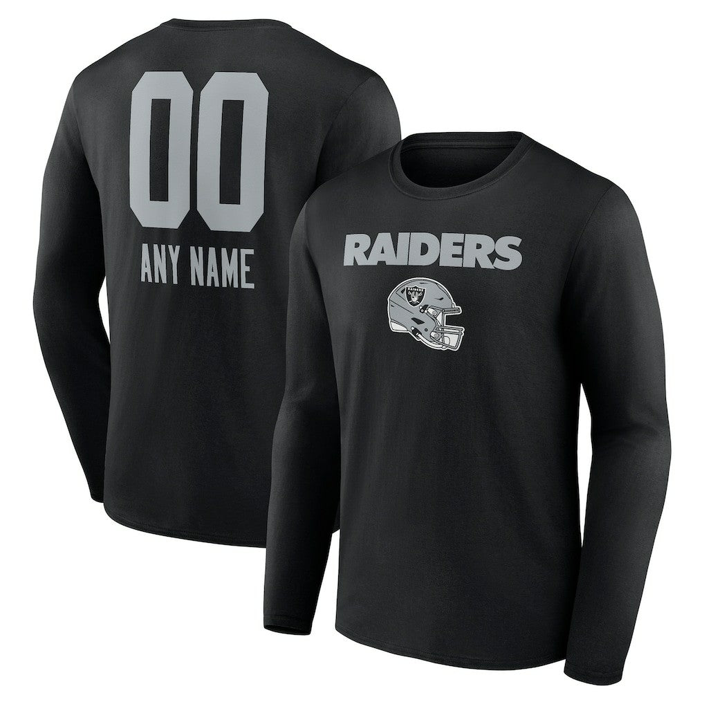 Las Vegas Raiders Personalized Name & Number Team Wordmark Long Sleeve T-Shirt - Black - NFL