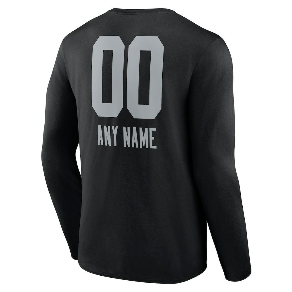 Las Vegas Raiders Personalized Name & Number Team Wordmark Long Sleeve T-Shirt - Black - NFL