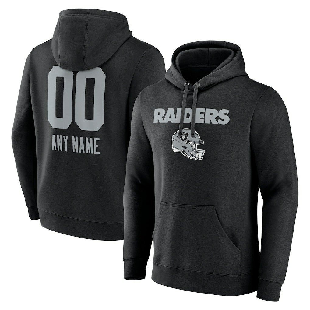 Las Vegas Raiders Personalized Name & Number Team Wordmark Pullover Hoodie - Black - NFL