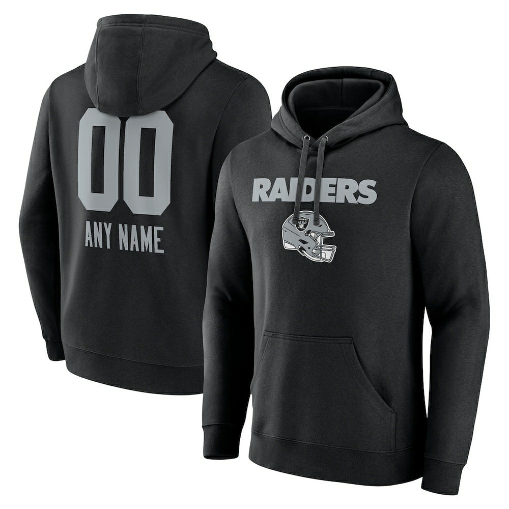 Las Vegas Raiders Personalized Name & Number Team Wordmark Pullover Hoodie - Black - NFL