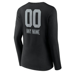 Las Vegas Raiders Women's Personalized Name & Number Team Wordmark Long Sleeve V-Neck T-Shirt - Black - NFL