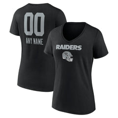 Las Vegas Raiders Women's Personalized Name & Number Team Wordmark V-Neck T-Shirt - Black - NFL