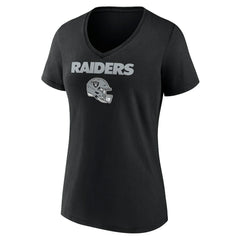 Las Vegas Raiders Women's Personalized Name & Number Team Wordmark V-Neck T-Shirt - Black - NFL