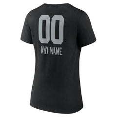 Las Vegas Raiders Women's Personalized Name & Number Team Wordmark V-Neck T-Shirt - Black - NFL