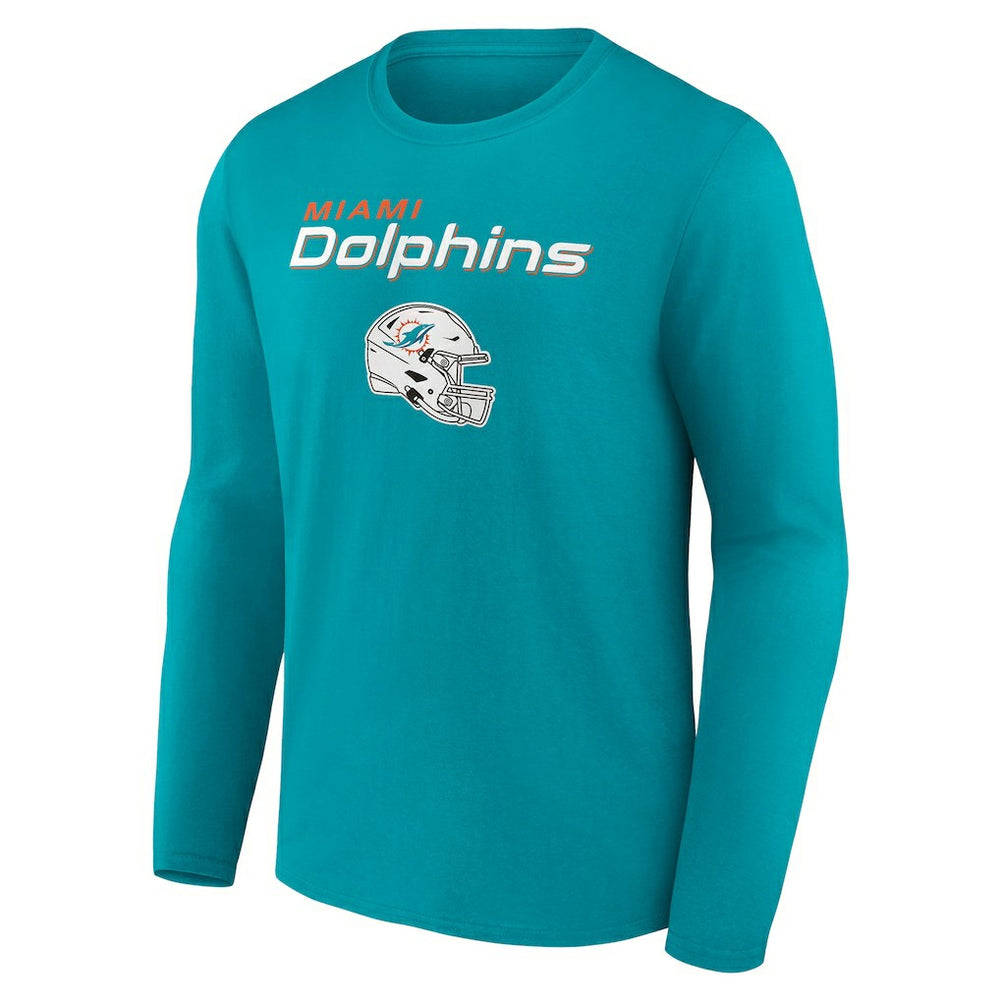 Miami Dolphins Personalized Name & Number Team Wordmark Long Sleeve T-Shirt - Aqua - NFL