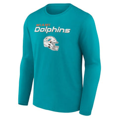 Miami Dolphins Personalized Name & Number Team Wordmark Long Sleeve T-Shirt - Aqua - NFL