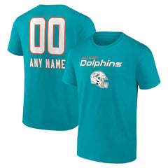 Miami Dolphins Personalized Name & Number Team Wordmark T-Shirt - Aqua - NFL