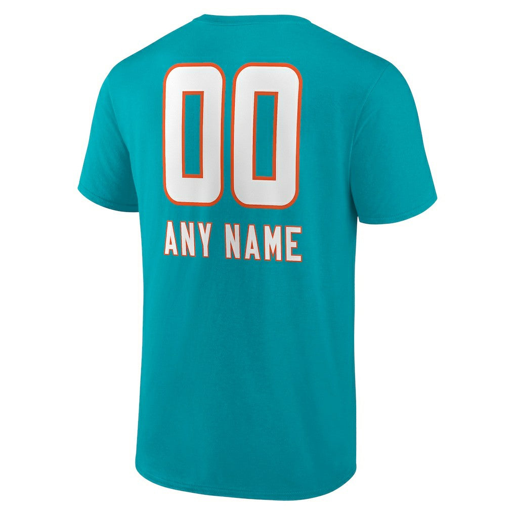 Miami Dolphins Personalized Name & Number Team Wordmark T-Shirt - Aqua - NFL