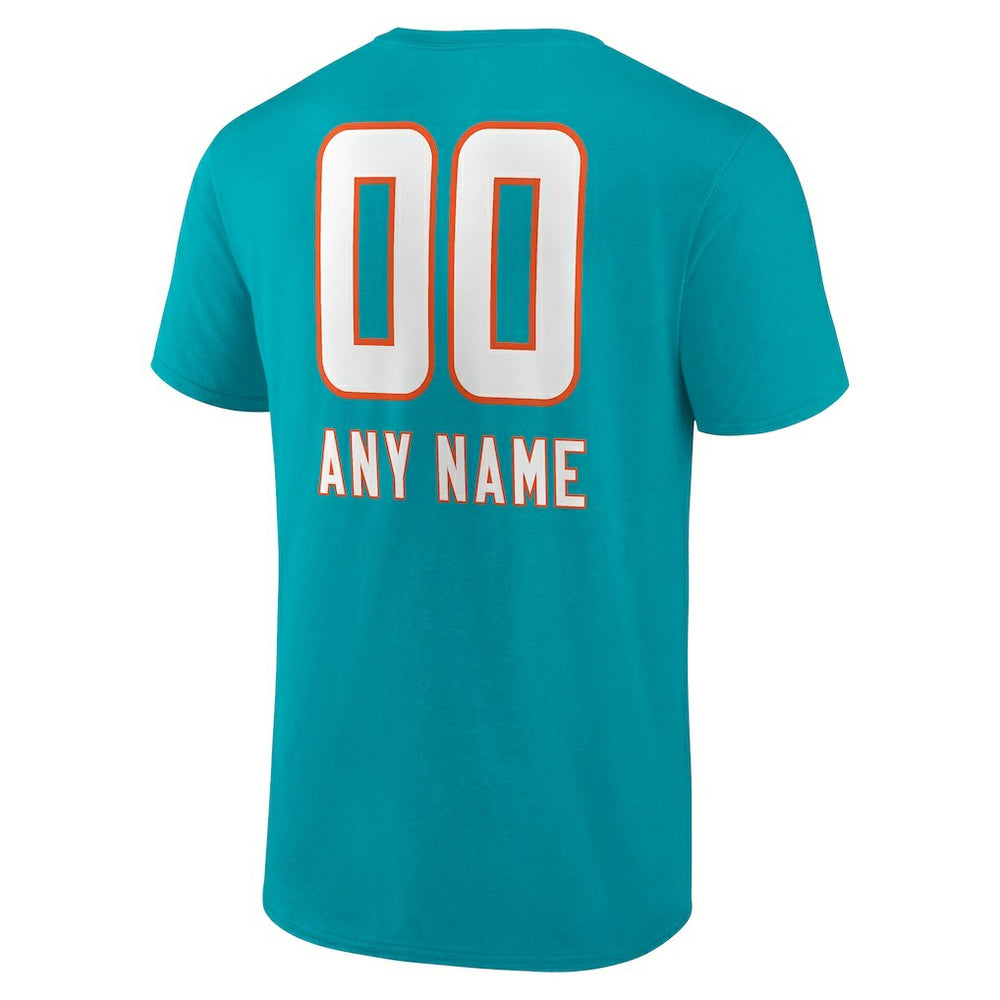 Miami Dolphins Personalized Name & Number Team Wordmark T-Shirt - Aqua - NFL
