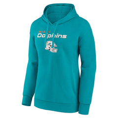 Miami Dolphins Women's Personalized Name & Number Team Wordmark Pullover Hoodie - Aqua - NFL