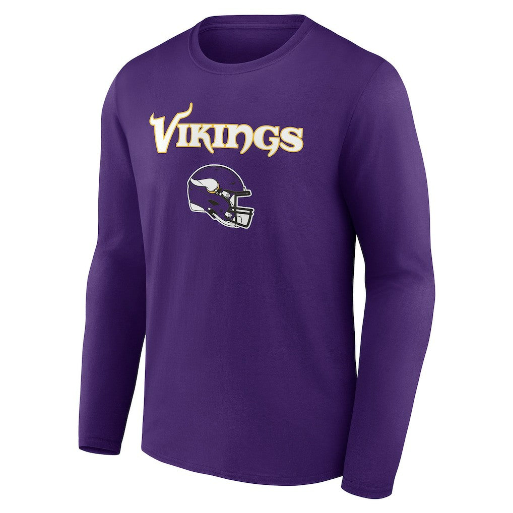 Minnesota Vikings Personalized Name & Number Team Wordmark Long Sleeve T-Shirt - Purple - NFL