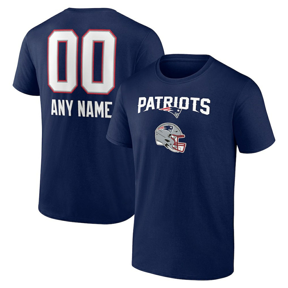 New England Patriots Personalized Name & Number Team Wordmark T-Shirt - Navy - NFL
