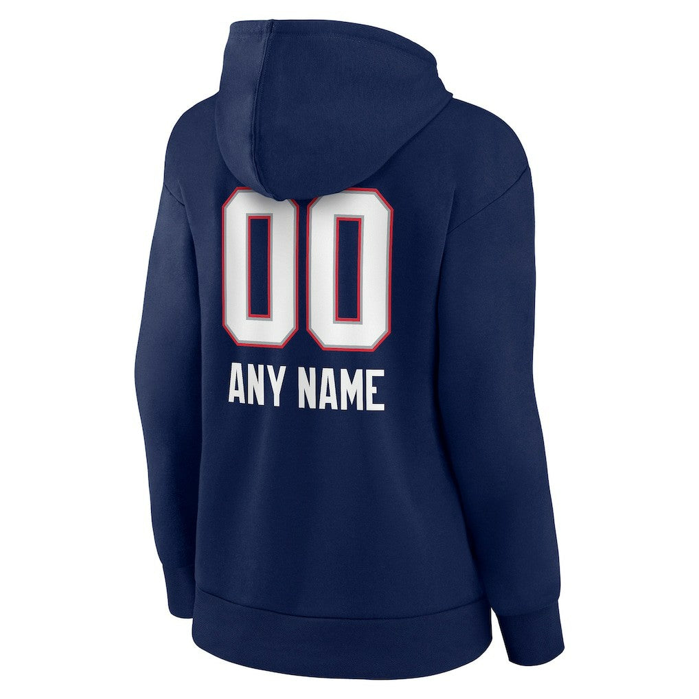 New England Patriots Women's Personalized Name & Number Team Wordmark Pullover Hoodie - Navy - NFL