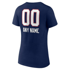 New England Patriots Women's Personalized Name & Number Team Wordmark V-Neck T-Shirt - Navy - NFL