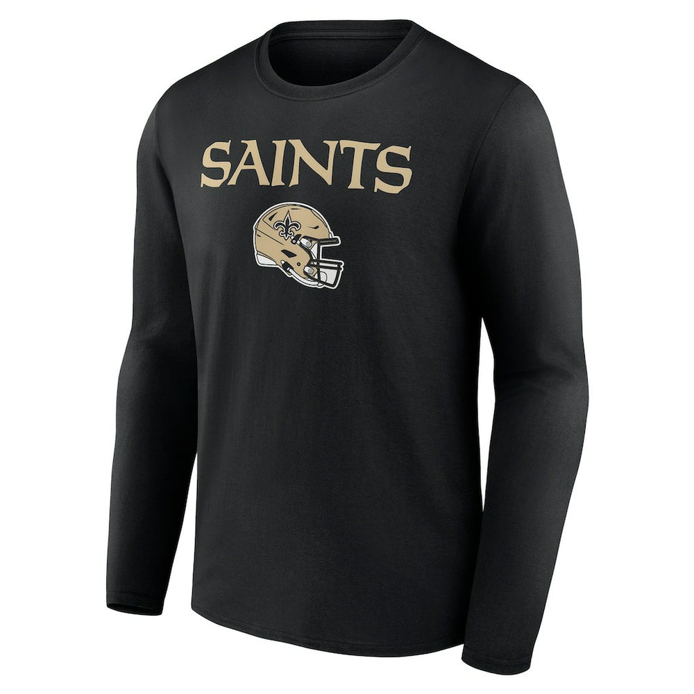 New Orleans Saints Personalized Name & Number Team Wordmark Long Sleeve T-Shirt - Black - NFL