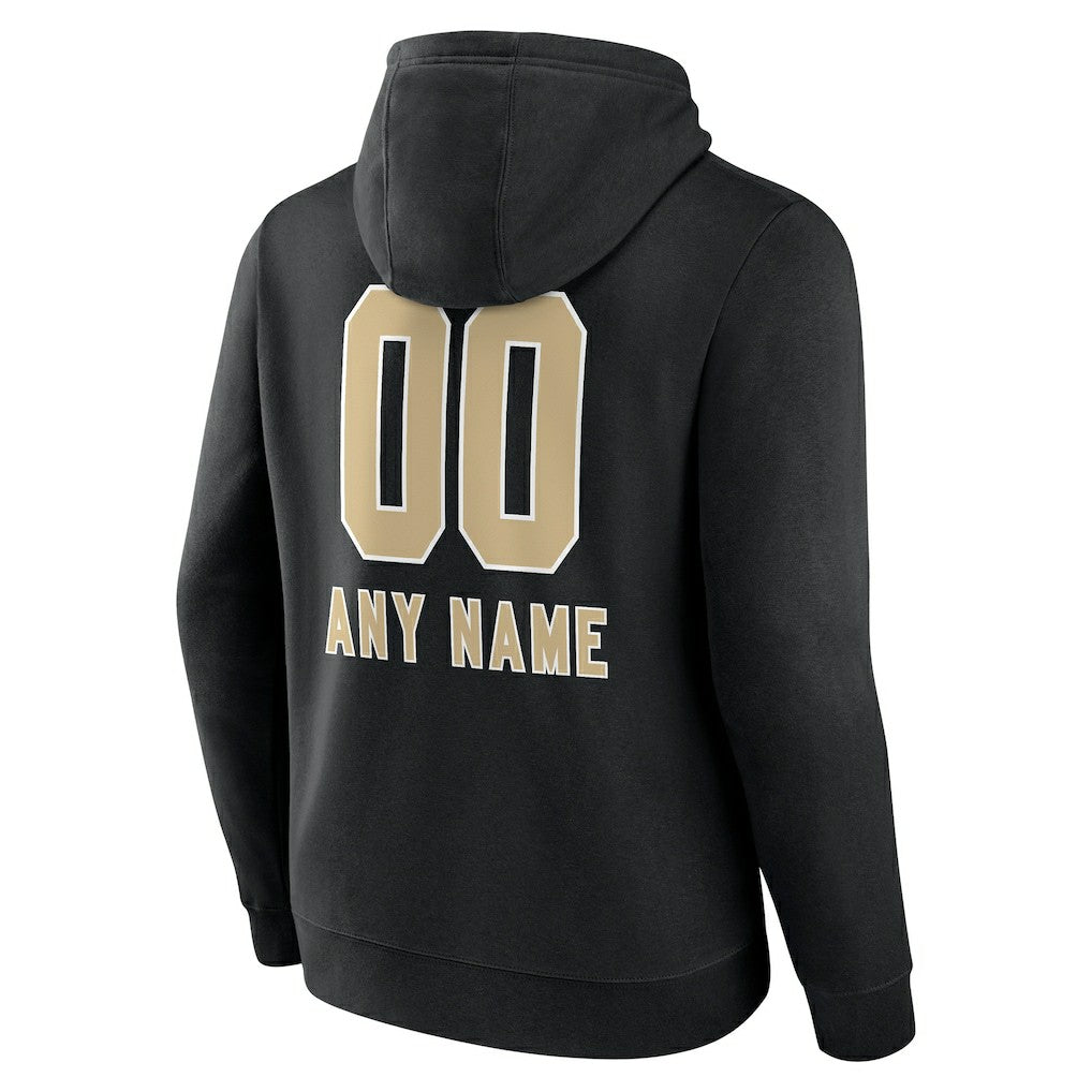 New Orleans Saints Personalized Name & Number Team Wordmark Pullover Hoodie - Black - NFL
