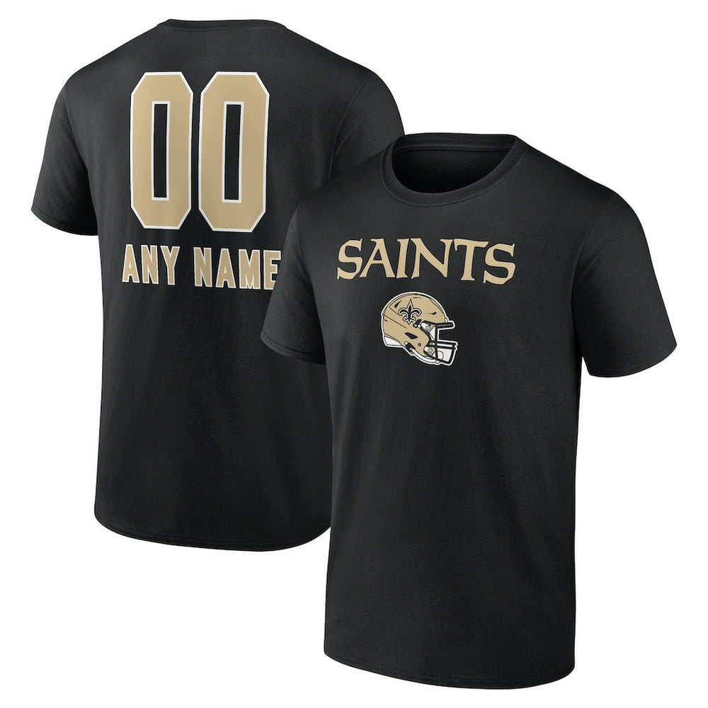 New Orleans Saints Personalized Name & Number Team Wordmark T-Shirt - Black - NFL