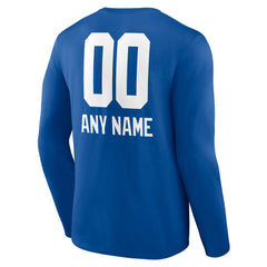 New York Giants Personalized Name & Number Team Wordmark Long Sleeve T-Shirt - Royal - NFL